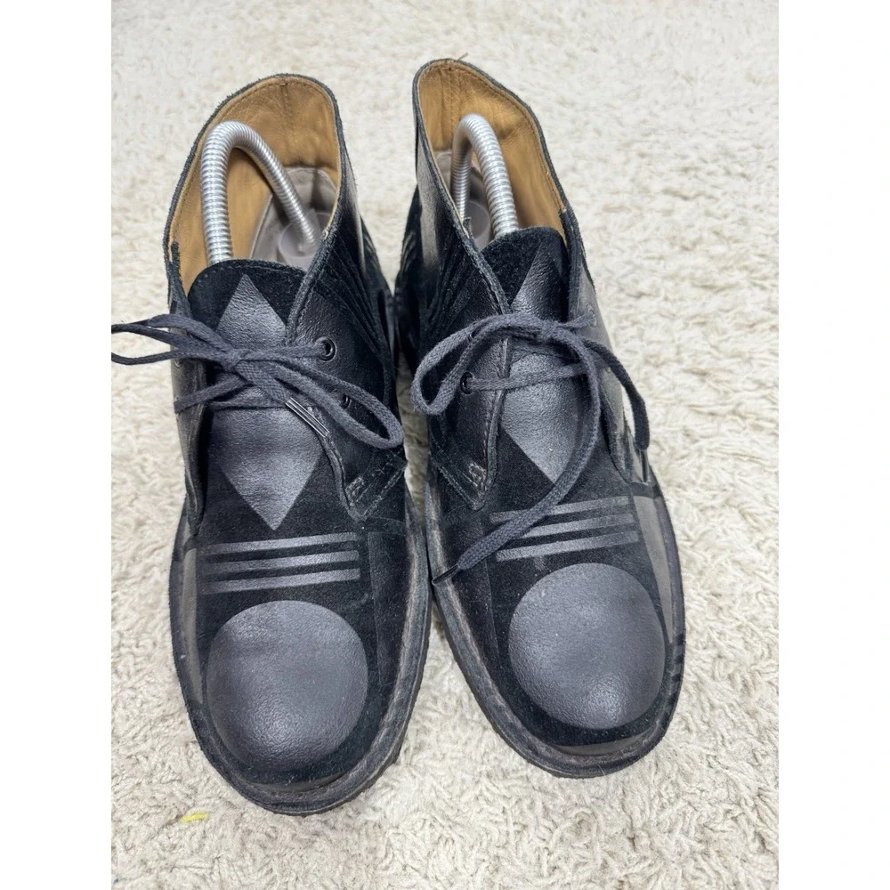 Clarks Originals x Patternity Black Leather Lace Up Ankle Boots Women's 7.5 Boho